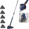 Triangle Mop Réglable Rotatif à 360°, Balai Serpillere Nettoyage Triangle , Mop Humide et Sec avec 5 Chiffons pour Fenêtres,