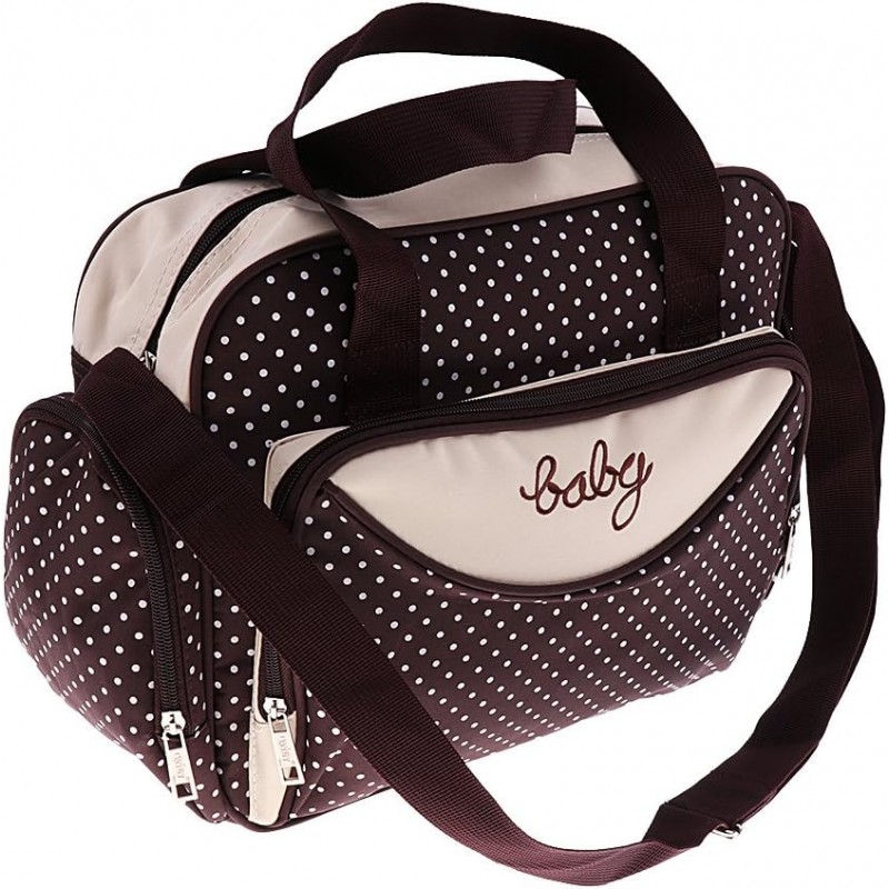 Toygogo Sac De Maternité pour Maman Sac à Langer pour Bébé Sacs à Main d'allaitement Multifonctions à Pois - Petite Brun