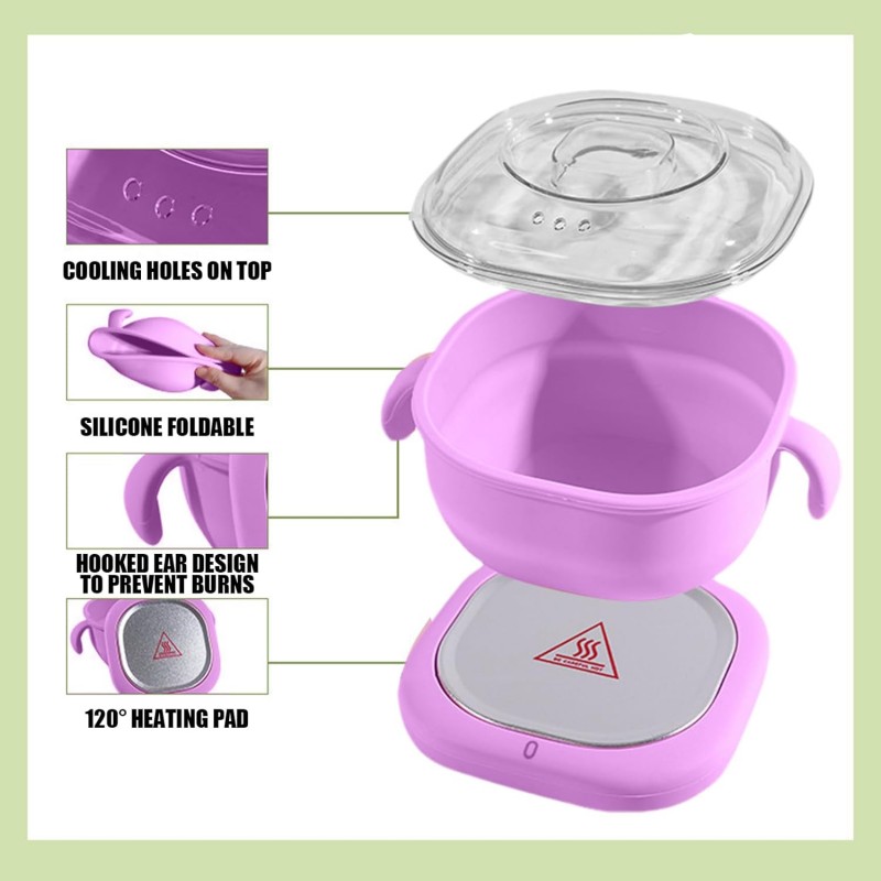 Uhngw Machine électrique de chauffage de cire chaude, pot de cire,Chauffe-cire thermofusible en silicone | Chauffe-cire pliable