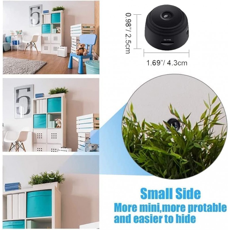 Cablelera Mini Camera Espion, 1080P Caméra de Surveillance sans Fil avec Enregistrement WiFi Longue Batteries Micro Cachée