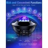 Projecteur LED ciel étoilé Star Galaxy Projector Light 21 modes d'éclairage rotatifs à 360° Ondes océaniques Bluetooth