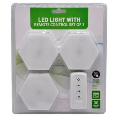 Pack de 3 Lampes Light LED Sans Fil, avec télécommande de contrôle